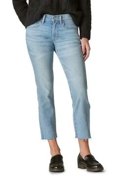 Lucky Brand Sweet Midrise Raw Hem Cropped Jeans - 20% Off | Editorialist Sweet Jeans, Cropped Jeans, Straight Leg Jeans, Lucky Brand, Leg Jeans, Mid Rise, Top Brands, Straight Leg, Luxury Fashion