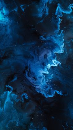 an abstract blue and black background with stars in the sky, water droplets on the surface