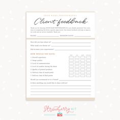 the printable client - friendly checklist is shown on top of a white background