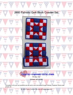 two pieces of red, white and blue fabric with an american flag design on it