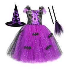 :sparkles:This witch costume for girls is the perfect set for any special event, from Halloween and dress-up parties to cosplay or family gatherings. Made from high-quality, lightweight material, this costume is gentle on child's skin and comfortable to wear. This unique set includes beautiful tulle with an adjustable crochet top, witch hat, and broom to complete the authentic look.