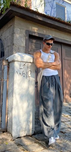 Guy Fits Casual Summer, Streetware Outfits Men, Summer Fits Guys, Sando Outfit, Rave Fashion Men, Baggy Jeans On Men, Guy Fits Summer, Men’s Fashion Baggy Pants, Slightly Baggy Jeans Men