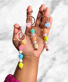 Pastel Stars Charm Bar Keychain Pastel Stars, Bead Star, Star Keychain, Bar Keychain, Beaded Lanyards, Kawaii Accessories, Girly Accessories, Zodiac Necklaces, Beaded Keychains