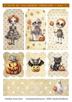 halloween greeting cards with cute cats and pumpkins