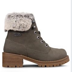 Lugz Women’s Flirt Hi Fur,Fashion Boot Grey Gum Size 5.5 Combining Urban Style With A Bit Of Edge, The Lugz Women’s Flirt Hi Fur Is A Modern Twist On A Classic. Mid-Height With A Faux Fur Collar, These Chunky Boots Can Be Paired With Any Outfit From The Office To The Street A True Cold Weather Must-Have. Teen Winter Boots 2022, Lugz Boots, Faux Fur Fashion, Lace Up Boots Women, Boot Style, Favorite Boots, Ankle Boots Flat, Famous Footwear, Shoe Carnival