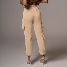 High Waist Loose Sportswear Casual Cargo Pants Baggy Solid Color Sports Pants, Mid-rise Sweatpants With Pockets For Loungewear, Sporty High Waist Joggers With Elastic Waistband, Casual Cargo Pants With Side Pockets For Jogging, Relaxed Fit Mid-rise Sweatpants With Pockets, Casual Sweatpants With Cargo Pockets For Jogging, Sportswear Pants With Pockets Full Length, Sportswear Sweatpants With Cargo Pockets For Jogging, Stretch Full-length Sweatpants With Pockets