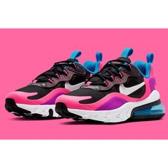 Nike Air Max 270 React Sneakers New With Box 100% Authentic Fast Shipping Firm Price Size: 7y = Women’s Size: 8.5 The Shoe’s Upper Is Dressed In Beautiful Bright Pink And Purple Colors Combining Suede And Felt Overlays. The Inside Sock-Liner, Pull Tabs, And Air Bubble Is Covered In A Gorgeous Blue. The Combination Of Textures And Colors Make These Shoes Pop In A Super Unique Way. *Please Keep In Mind I Am Not Responsible For Quality Control Or Factory Flaws. Pink Purple Outfit, Womens Nike Air Max 270, Kicks On Fire, White Converse Outfits, Converse Outfits, Purple Outfit, Nike Air Max 270 React, Sneakers Art, Air Max 270 React