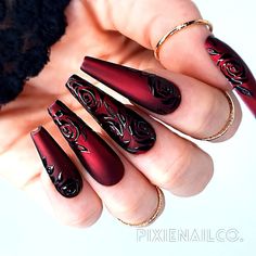 Unique Nail Designs 2023, Unique Black Nails, Ballet Nails, Black Nail Polish, Matte Nails Design