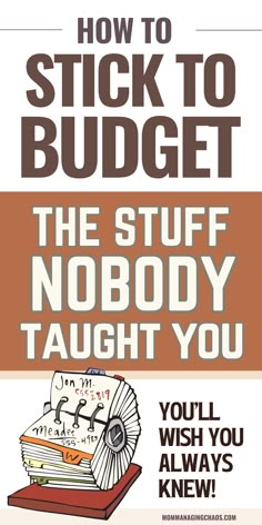 a poster with the words how to stick to budget, and an image of a book on