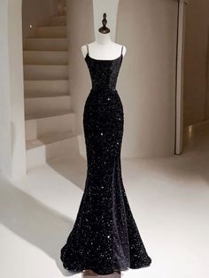 Black Sequin Prom Dress, Long Black Evening Dress, Prom Dress Black, Black Formal Dress, Black Mermaid, Mermaid Sequin, Dress Gallery