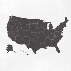 a black and white map of the united states