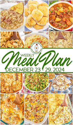 the weekly meal plan for december 29 - 29, 2014