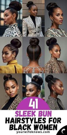 High Bun For Black Women, Bun For Black Women, Bun Hairstyles For Black Women, Black Women Updo Hairstyles, Sleek Bun Hairstyles, Black Hair Bun, Natural Hair 4c, Hairstyle Guide, Natural Hair Ponytail