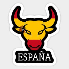 a bull with spanish flag on it's head and the word espana