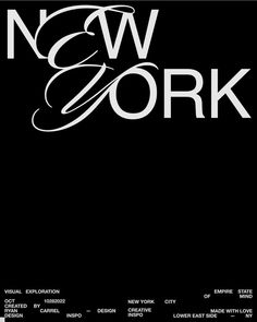 the new york logo is shown in black and white