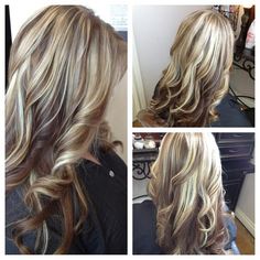 Highlights and lowlights  color blonde  long layers Curled Layers, Blonde Long Layers, Red Lowlights, Brown And Blonde Hair, Brown And Blonde, Highlights And Lowlights, Pinterest Hair, Hair Color Highlights