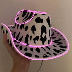 Light Up Cowboy Hat, Custom Cowboy Hats, Bachelorette Hats, Space Cowgirl, Cowgirl Birthday Party, Pink Holographic, Cowgirl Birthday, Festival Hat, Pink Cowgirl