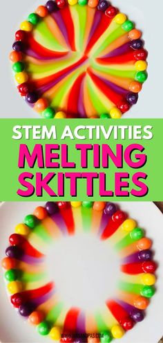 Do you have any Skittles in your sweet cupboard? Why not use them in this fun must-do kitchen science experiment? Rainbow Magic Melting Skittles is a fun science experiment your kids will definitely be fascinated by! #MagicMeltingSkittles #RainbowSkittlesExperiment #KidsScienceExperimentAtHome #STEMactivities #STEM Mexican Science Experiments, Edible Stem Activities Elementary, Fall Stem Projects, Cooking Stem Activities, Capillary Action Experiment, Skittle Science Experiment, Skittles Experiment For Kids, Rainbow Science Preschool, March Kids Activities