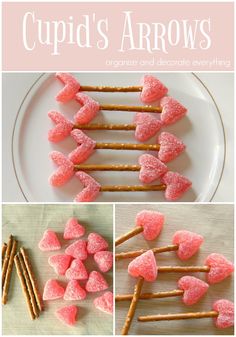 cupid's arrows made out of marshmallows and chocolate sticks