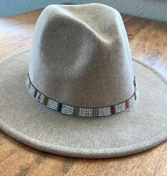 * Elevate your hat game with this gorgeous, luxe sead bead, cream and rainbow striped thin hat band. Hat Band, Rainbow Stripes, Montana, Rainbow, Band, Cream, Hats