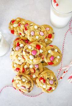 chocolate chip cookies with m & m's and marshmallows on top