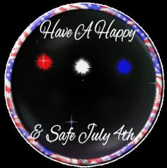 a black plate with red, white and blue stars on it that says have a happy & safe july 4th