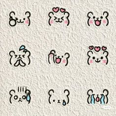 an image of some cute stickers on a white wall with pink and blue hearts