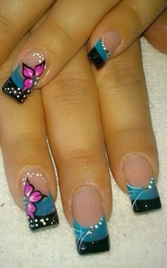 D' Ga Salón May Nail Art, Fingernail Designs Summer French Tips, Nail Effects, Fingernail Designs, Nail Art Designs Summer, Fancy Nails Designs, Pretty Nail Art Designs, Classy Acrylic Nails, Pretty Nail Art