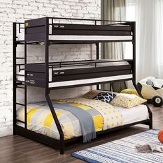 the bunk bed is made up and ready to be used as a child's room