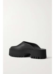 GUCCI Elea perforated rubber platform mules Gucci Clogs, Platform Mules, Gucci Shoes, Black Rubber, Mules Shoes, Net A Porter, Women Collection, Luxury Design, Fashion News