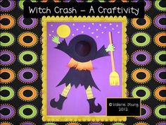 a paper cut out of a witch holding a broom and wearing a witches hat with the words witch crash - a craftivity on it