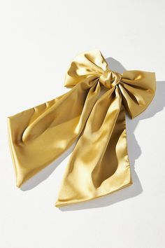 Polyester, iron Imported | Satin Bow Barrette by Anthropologie in Gold, Women's, Polyester/Iron Bow Barrette, Satin Bow, 50 Fashion, Hair Barrettes, Hair Clip, Color Coding, Hair Clips, Anthropologie, Hair Accessories