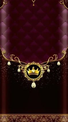 a purple and gold background with a crown on it