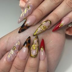 Nail Art Classy Elegant, Almond Long Acrylic Nails, Nail Profile, Red Cheetah Nails, Beige Nails Design, Cheetah Print Nails, Nails 2016, Small Nails, Cheetah Nails