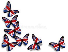 many butterflies with the british flag on them flying in formation royalty images and clippings