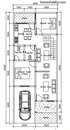 the floor plan for a small house with two floors and three car garages on each side