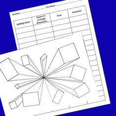 two worksheets with different shapes and lines