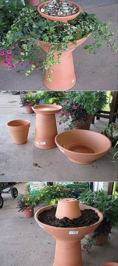 there are three pictures of the same planter