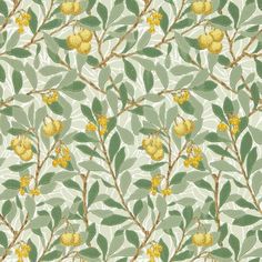 a wallpaper with yellow flowers and green leaves