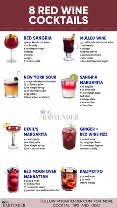 Red Wine Cocktails Cocktail With Wine, Cocktail With Red Wine, Drinks With Wine Recipes, Cocktails With Red Wine, Mixed Wine Drinks, Red Wine Mixed Drinks, Good Wine To Drink, Red Wine Drink Recipes, Wine Cocktail Recipes Easy