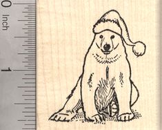 Christmas Polar Bear Rubber Stamp, in Santa Hat Christmas Polar Bear, Pet Vet, Ohio Usa, Mythological Creatures, Seal Stamps, Ink Pad, Book Plates, Exotic Pets, Wood Blocks