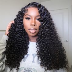 Deep Curl Sew In, Side Part Curly Hair Wig, Wet Curls Wig With Closure, Wet Curls Frontal Wig Styles, Wet And Wavy Sew In With Closure, Side Part Water Wave, Water Wave Sew In, Side Part Curly Wig, Middle Part Curly Wig