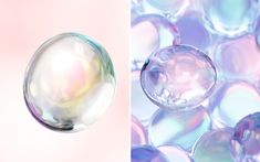 an image of soap bubbles in different colors and sizes on the left, and on the right