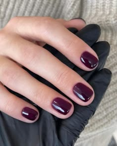 Dark Purple Gel Nails Short, Cool Dark Nails, Purple Fall Nails 2024, Jewel Tone Nail Colors, Dark Purple Jelly Nails, Short Gel Nails Purple, Dark Gel Nails Short, Dark Purple Short Nails, Dark Purple Hair Short