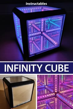 the inside of a cube with different colored lights