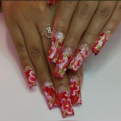 Gel Nail Aesthetic, Red Summer Nails, Nail Aesthetic, Red Gel Nails, Exotic Nails, Slick Hairstyles, Birthday Nails, Baddie Hairstyles