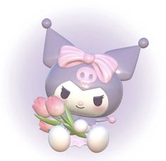 a cartoon character holding flowers in her hand