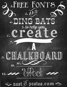 a chalkboard sign that says free font and ding bats to help you create a chalkboard