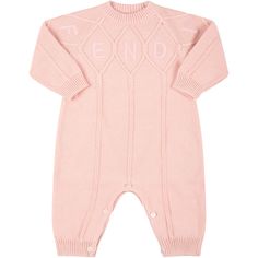 Color: Pink Pink knitted babygrow, with long sleeves, buttoned closure, on the back and between the legs and ribbed crew neck, hemline and cuffs. It s embellished with pink embroidered logo, on the front. 85% Cotton 15% Cashmere. Hand wash. Pink Long Sleeve Onesie For Fall, Fendi Pink, Barbour Steve Mcqueen, Kenzo Kids, Steve Mcqueen, Stella Mccartney Kids, Pink Pink, Unisex Baby, Italian Fashion