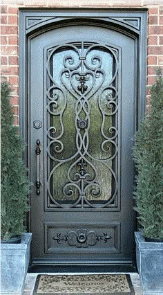 IWD Thermal Break Exterior Iron Single Door CID-121 Beautiful Scrollwork Square Top Aluminium Patio Doors, Wrought Iron Doors Front Entrances, Tor Design, Wrought Iron Entry Doors, Wrought Iron Front Door, Porte In Ferro, Iron Front Door, Iron Entry Doors, Aesthetic Interior Design